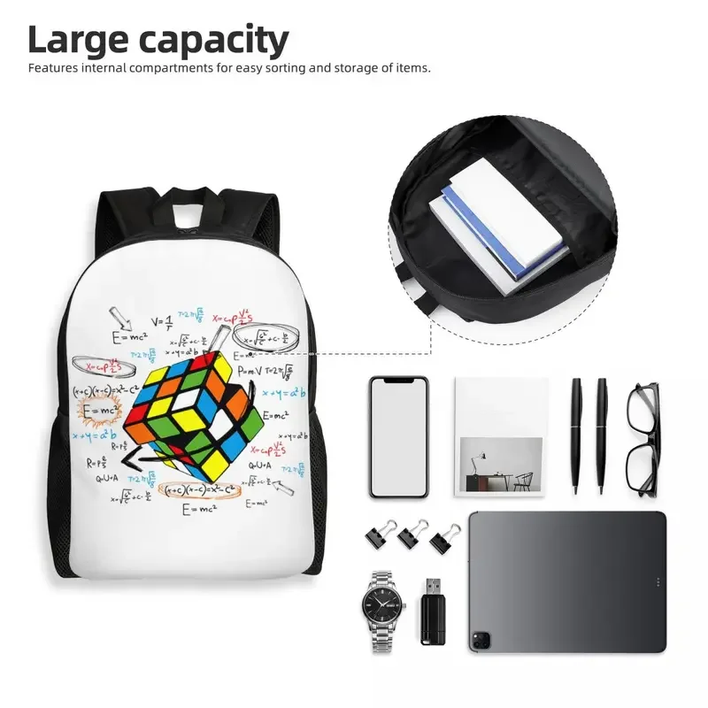 Custom Math Rubix Rubixs Cube Viagem Mochila, Escola Laptop Bookbag, estudante universitário, homens e mulheres