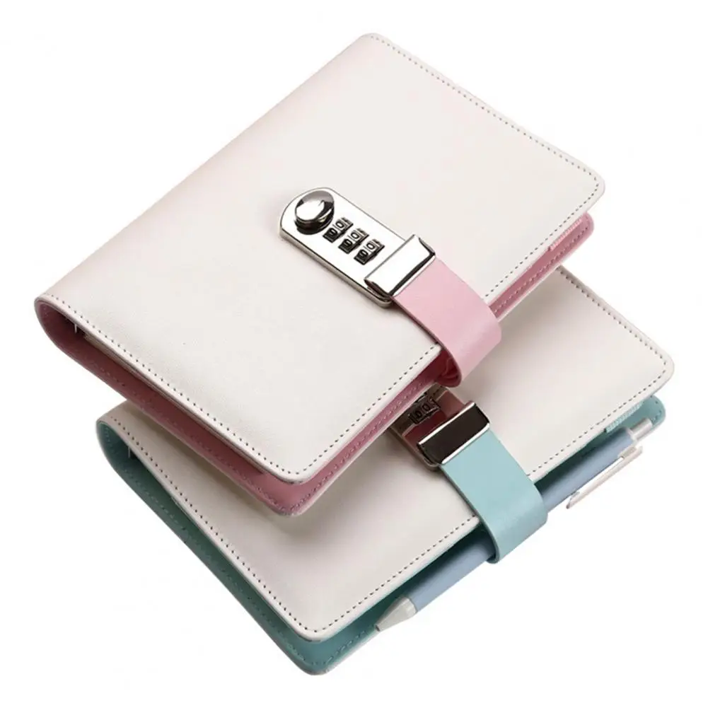 Loose Leaf Portable Cartoon Planner Organizer Lock Journal for School