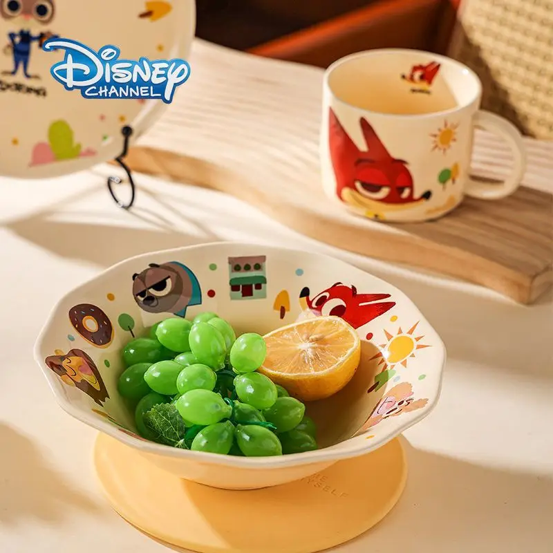 

Disney Zootopia Judy Nick Home Ceramic Salad Bowl Nick Large Capacity 615ml Noodle Bowl Ceramic Cartoon Tableware Bowl