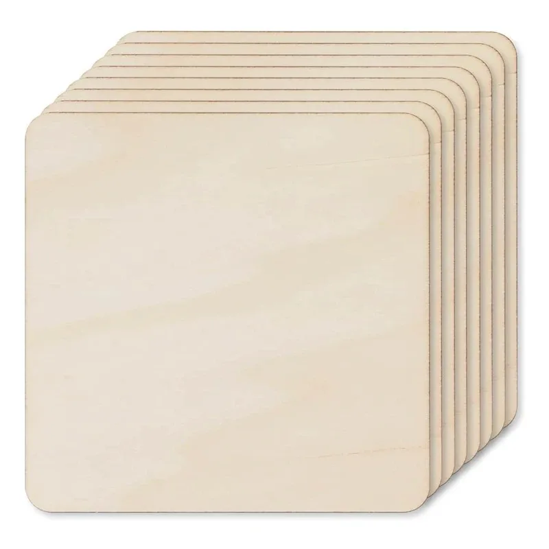 Fatia quadrada de madeira natural de 12-30cm, recortes de quadrados de madeira inacabados para artesanato diy, gravura e escultura, pintura, cabide de porta