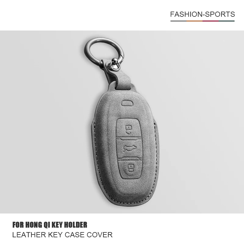 

Car Leather Key Case Cover Sleeve For Hongqi H7 EHS3 H5 E-QM5 E-HS9 Keychain Keyring Car Key Protector Shell Auto Accessories