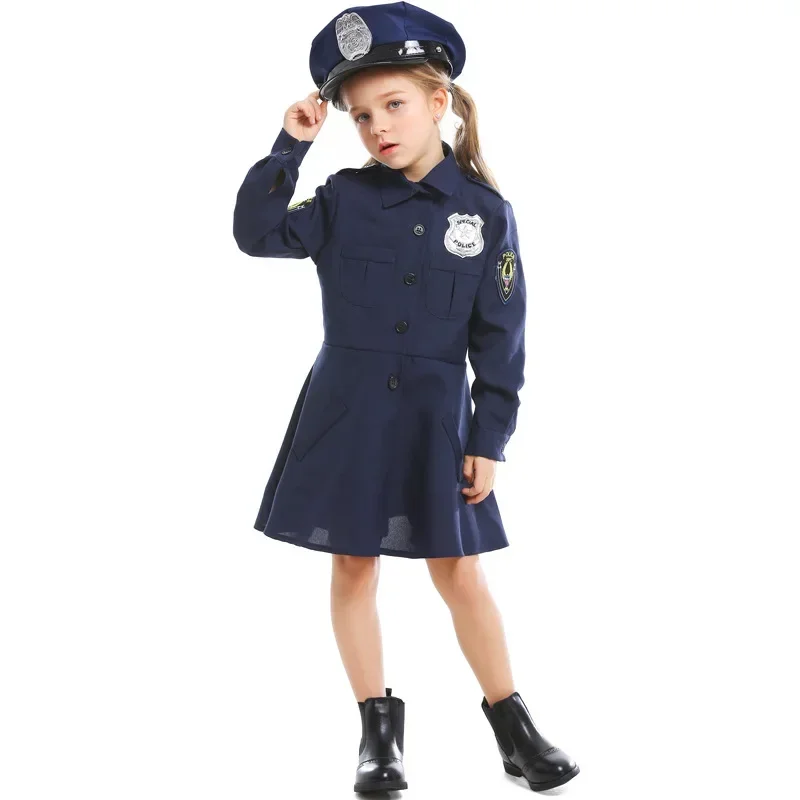 Halloween Girl Cop Uniform Child Costume Kid Children's Day Cosplay Party Fancy Dress