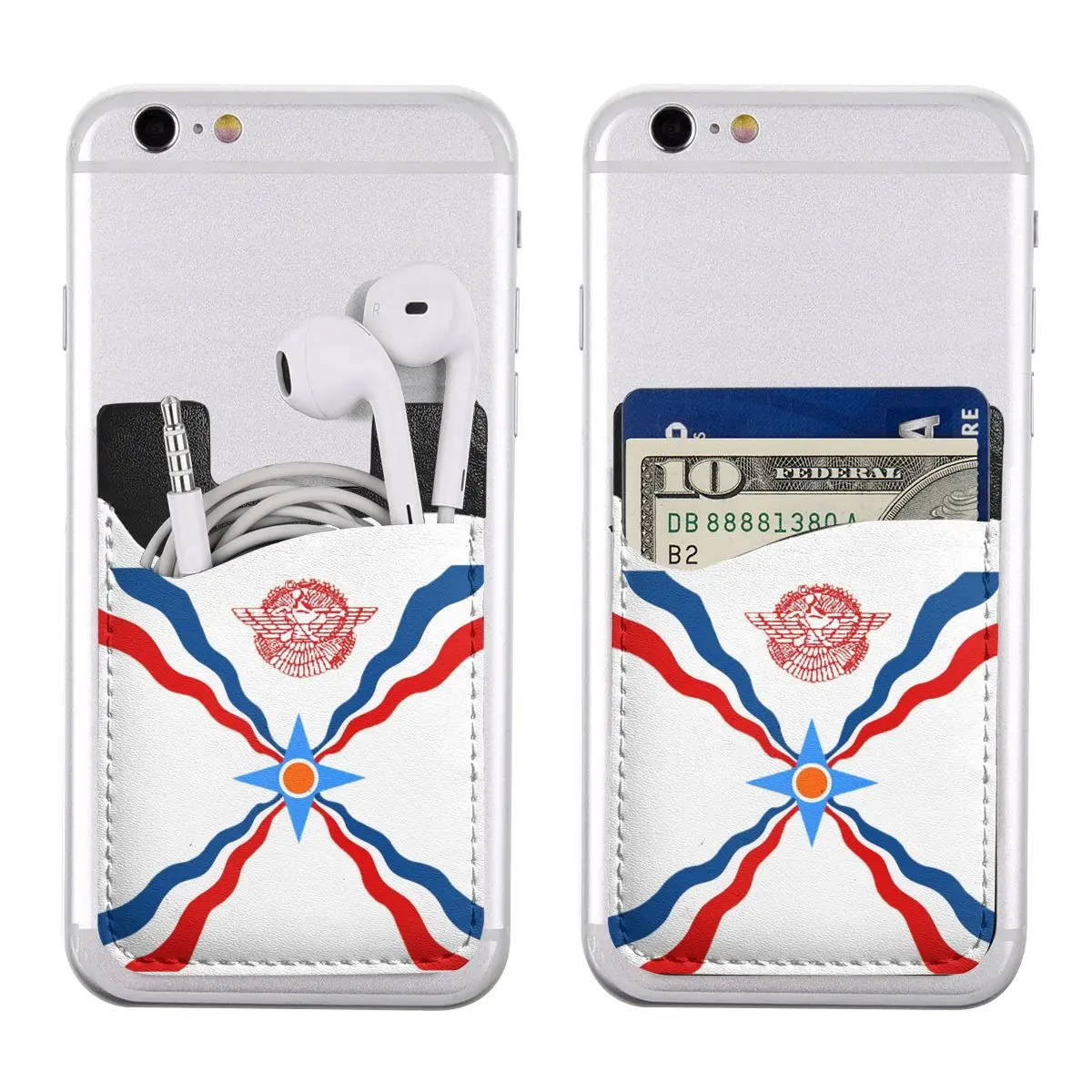 Custom Assyrian Suryoyo Flag Phone Wallet Case Adhesive Syriac Aram ID Card Slot Holder