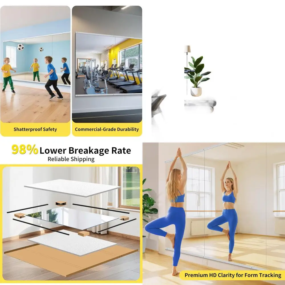 

55x28 Tempered Glass Home Gym Mirror - Full Body or Wall Mount - Perfect for Yoga, Exercise, Bedrooms, Dance Studios (Silver)