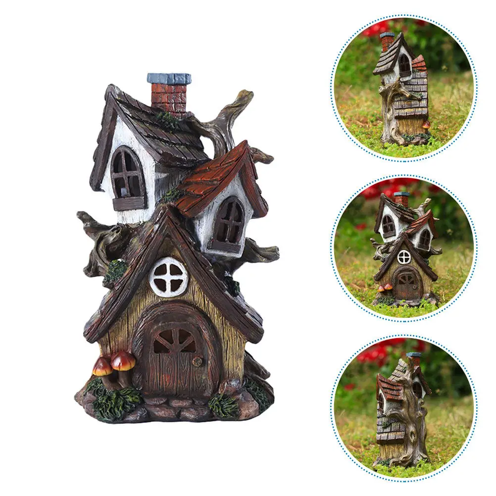 

Delicate Resin Mini House Adornment Fashionable Micro Landscape Decor for Indoor Outdoor Space Desktop Garden Shelf Home Small