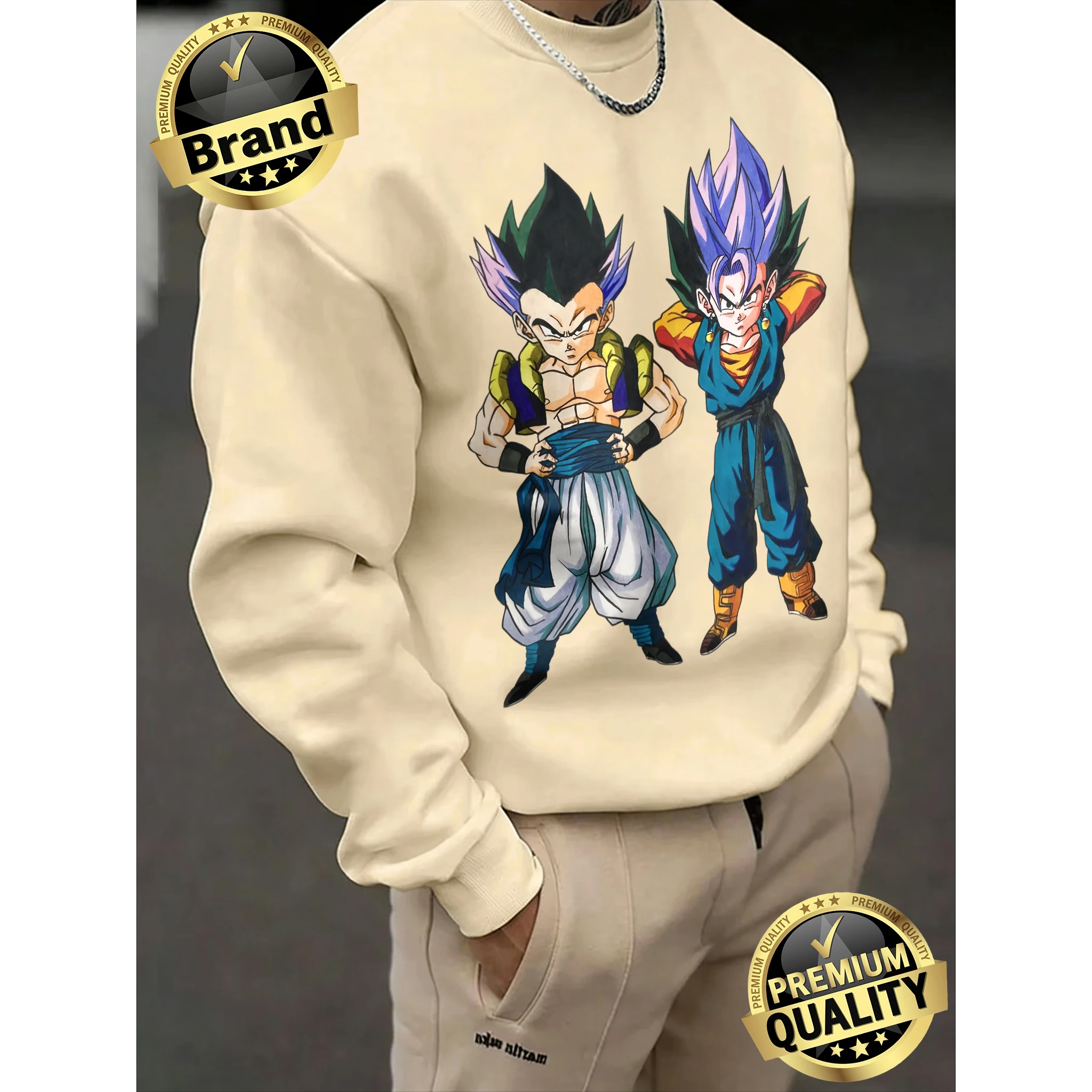 2026 Frühling Herbst Dragon Ball Z Gotenks & Fusion Print 100% Baumwolle Rundhals-Sweatshirt Herren Übergroßes Fitness Unisex-Oberteil Y2k