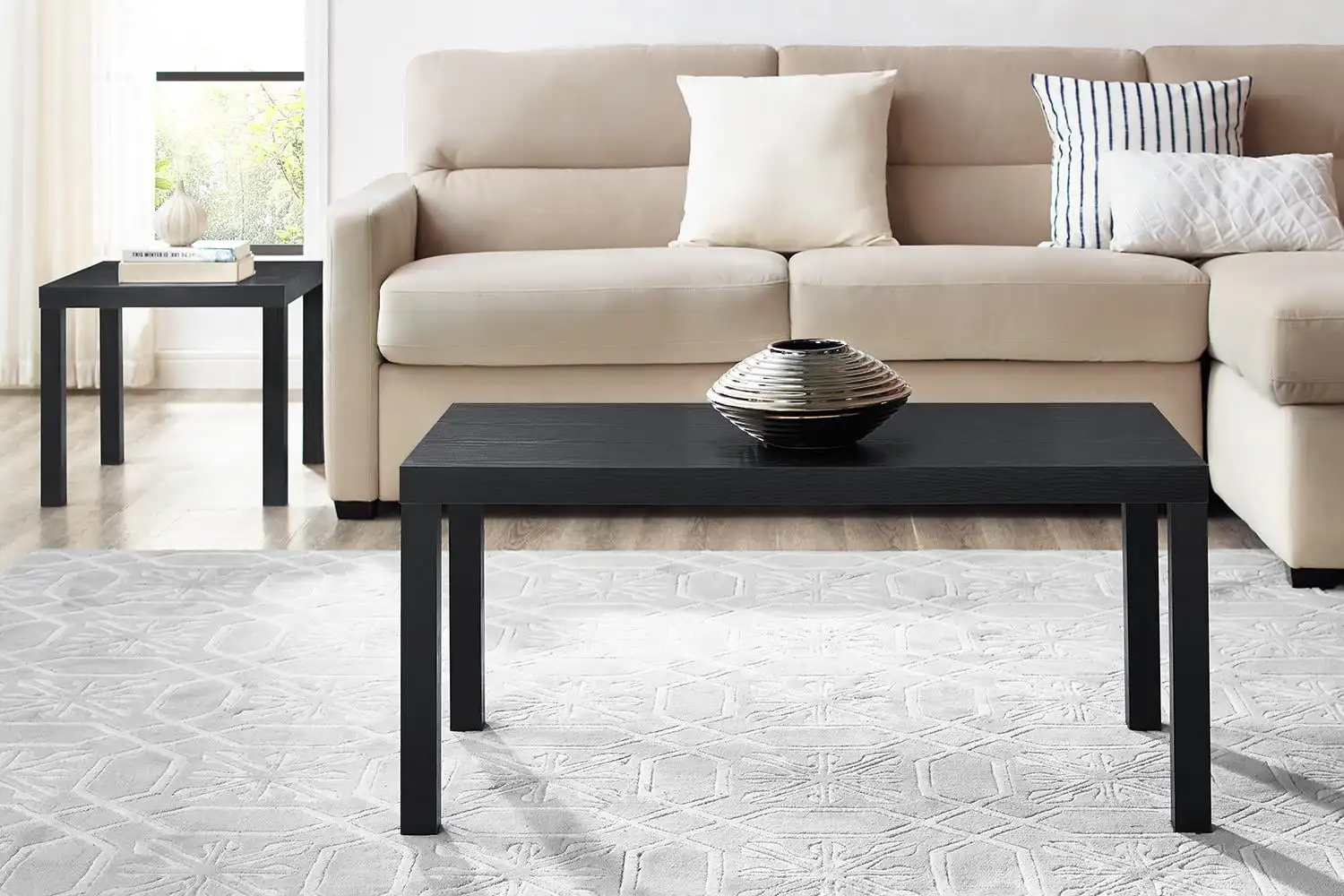 Parsons Black Oak Coffee Table, Novo