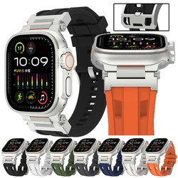 Soft Silicone Strap For Apple Watch Band Ultra 2 49mm 46mm 42mm 44mm 45mm Titanium Color Sports Wristband for iWatch 10/9/8/7/6