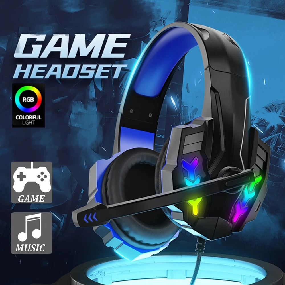 RGB Gaming Headset With Noise Canceling 3.5MM Game Headphone For PS4 PC Xbox One Laptop Earphone With Microphone LED Light