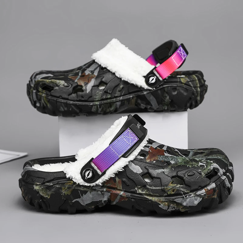 Neue Herren-Winterhausschuhe, bequeme warme Hausschuhe, abnehmbare Sommersandalen, lässige rutschfeste Plüsch-Fellhausschuhe für Herren – Detail 3