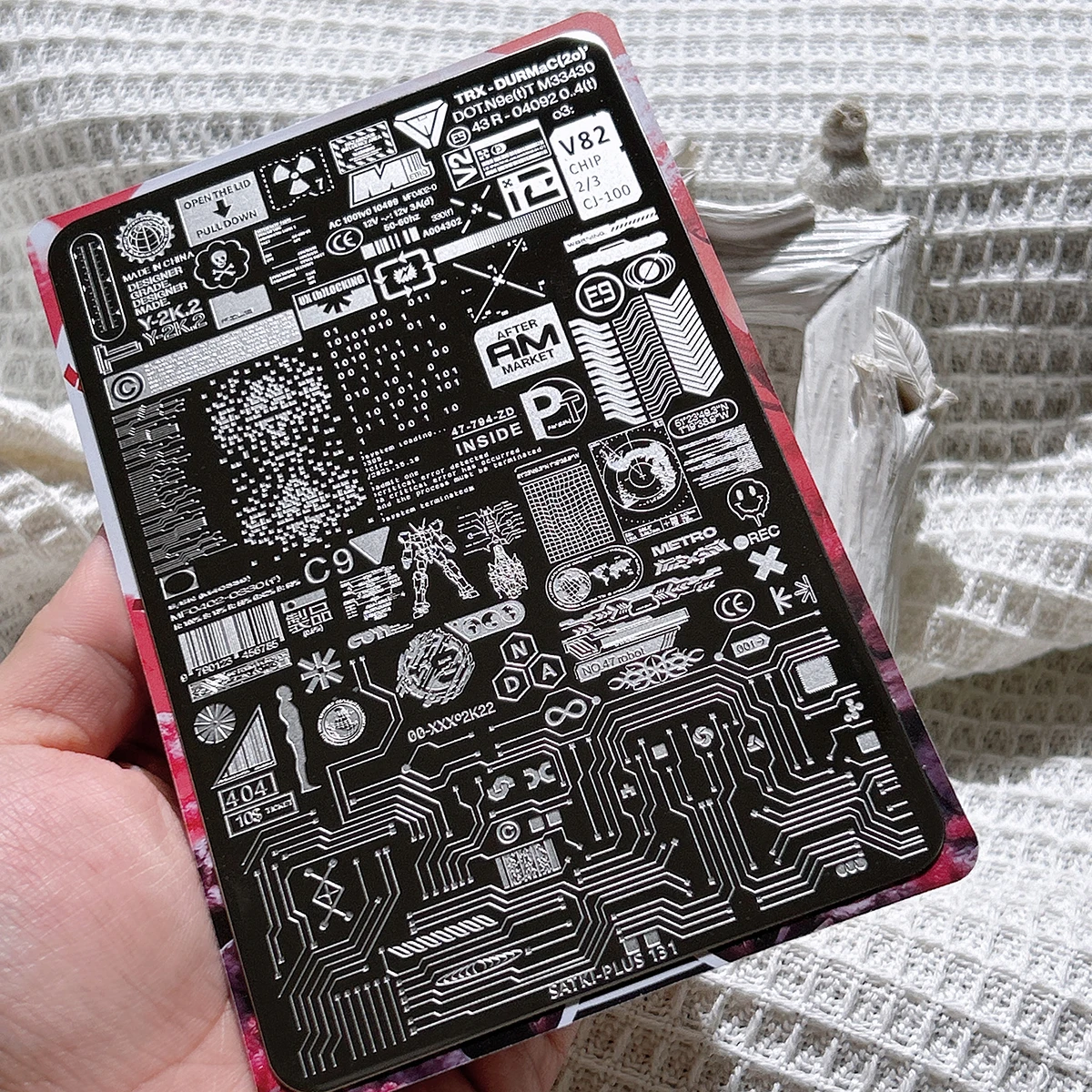 

Nail Art Stamping Plate, Stamping Steel Plate, Beginner-Friendly, No Hand Painting Needed, Nail Decoration Template, Cool Heartbeat Gothic Cyberpunk High-End Stamping Pattern, Futuristic Functional Abstract Geometric Graphics Elements, Nail Art Silicone S