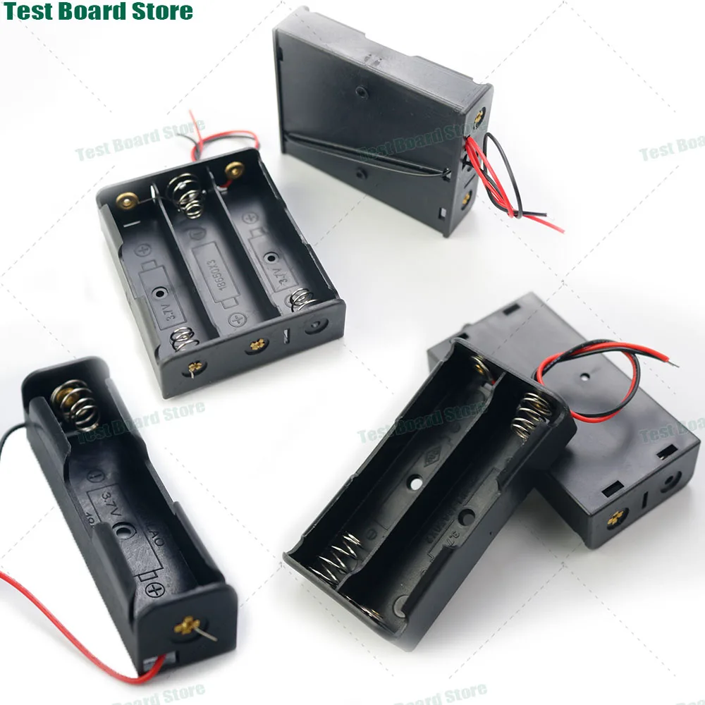 1Pcs black plastic 18650 battery holder lithium battery storage box with wires 1, 2, 3 slots battery container