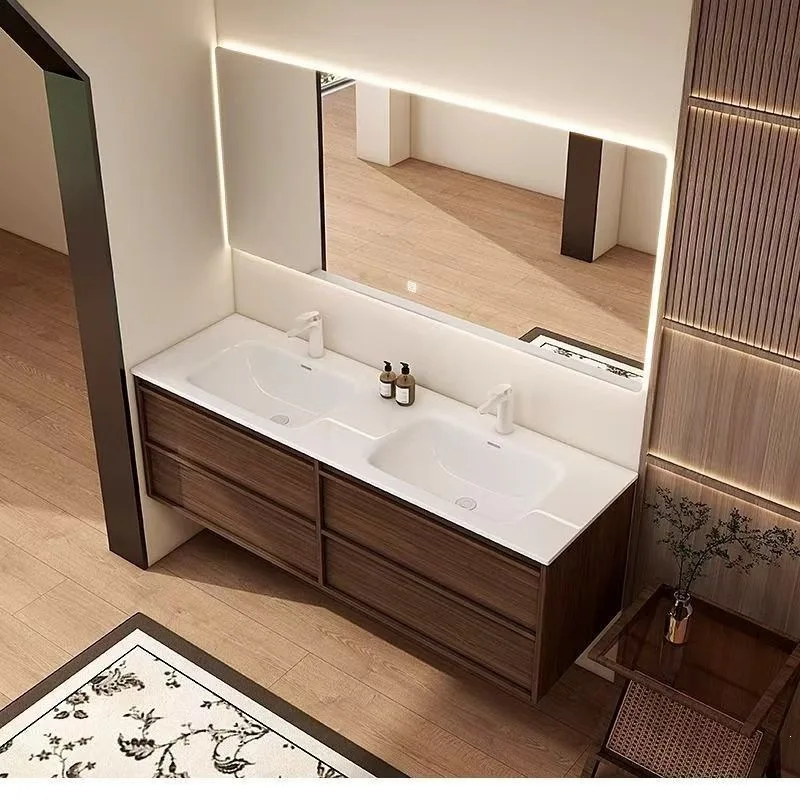 Ceramic integrated basin, double basin 1m-2m bathroom cabinet combination bone wind wash basin, toilet wash basin