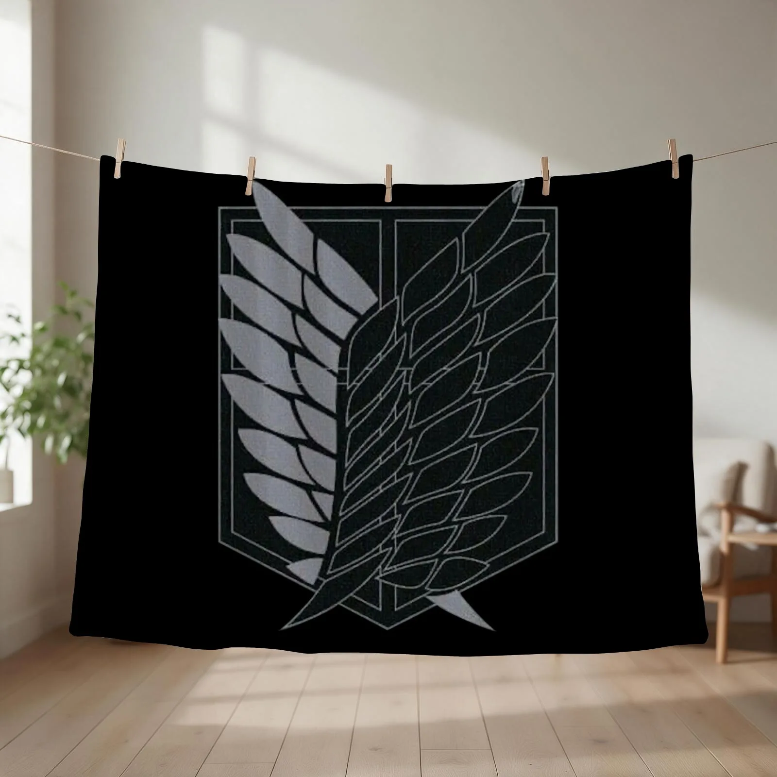 Exploration Battalion - SNK - B&W Throw Blanket couch cozy soft plush fuzzy picnic outdoor blanket