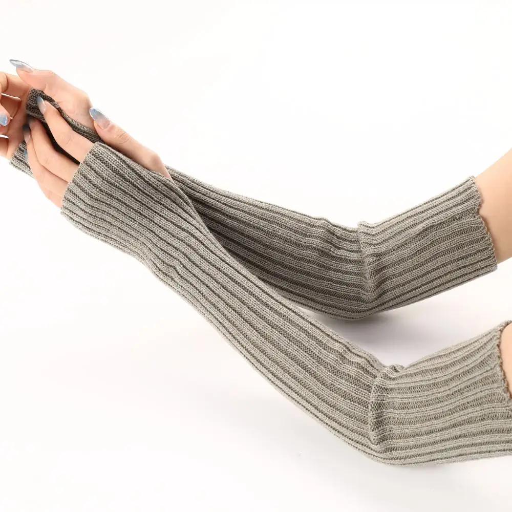 

Harajuku Fingerless Long Wrist Gloves False Sleeves Arm Warmers Elbow Mittens 52cm Goth Punk Knitted Gloves Outdoor