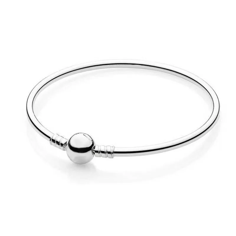 رائجة البيع الأصلي غرامة مجوهرات 925% فضة على شكل قلب دائرة السلس عظم الثعبان سوار Charm للنساء هدية عيد