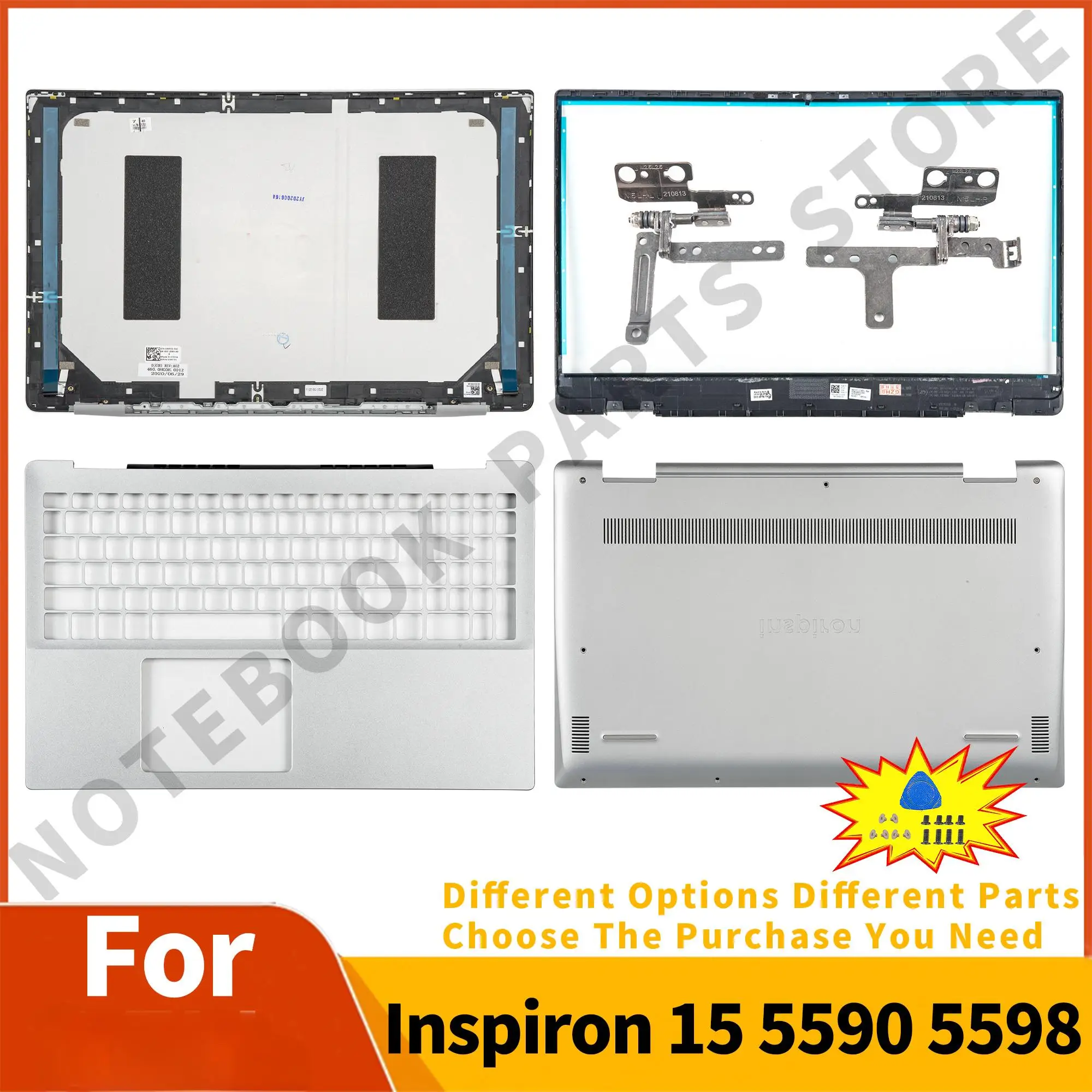 

Metal Parts For Inspiron 15 5590 5598 LCD Back Cover 039T35 Front Bezel 0H8G80 Palmrest 0NKKXH Bottom 0KHGWH Hinges New Case