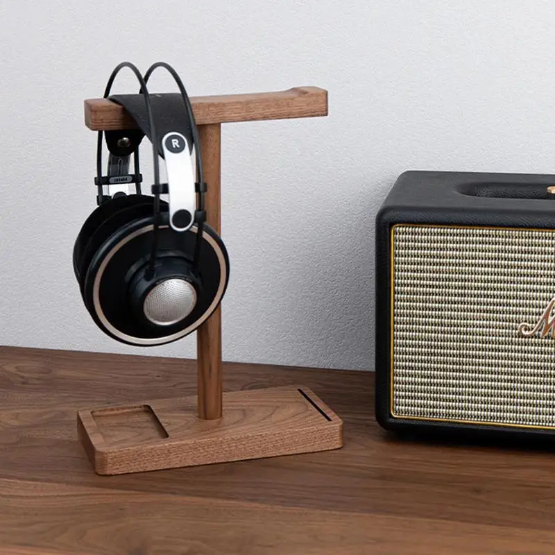Headphone Stand Wood Walnut Headphone Holder Black Walnut Headphone Hanger Wood Headphone Holder Game Headphone Stand Desk