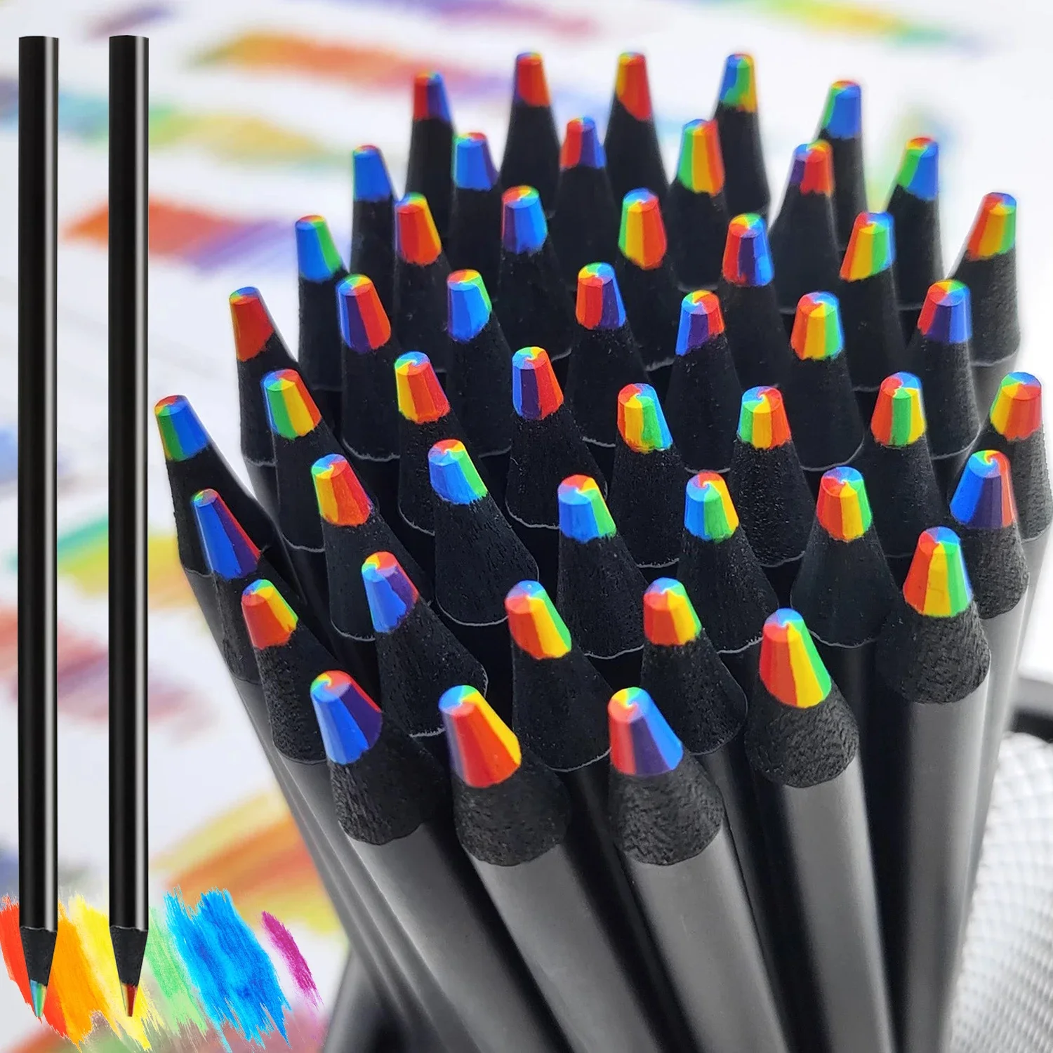 7 Colors Gradient Rainbow Colored Pencils Concentric Gradient Crayons for Kids Student  Art Painting Drawing Stationery Supplies