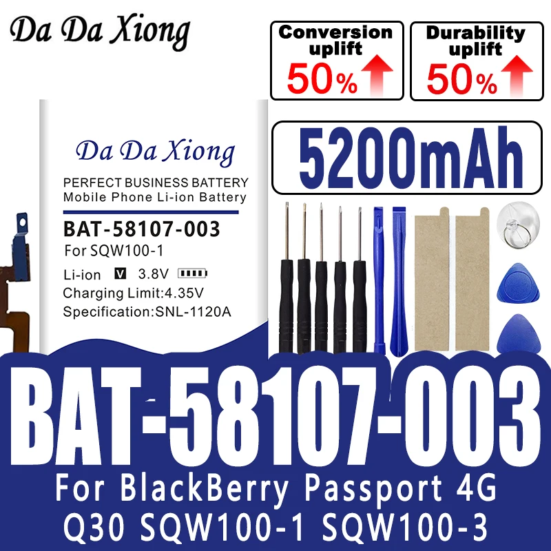 

Совершенно новый аккумулятор емкостью 5200 мАч BAT-58107-003 для BlackBerry Passport 4G Q30 SQW100-1 SQW100-3 Windermere