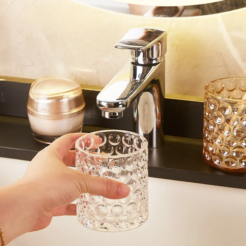 1pc Glass Mouthwash Cup Hotel Bathroom Toiletries Bathroom Accessories Toothbrush Cup Living Room Home Decoration Washing Cup