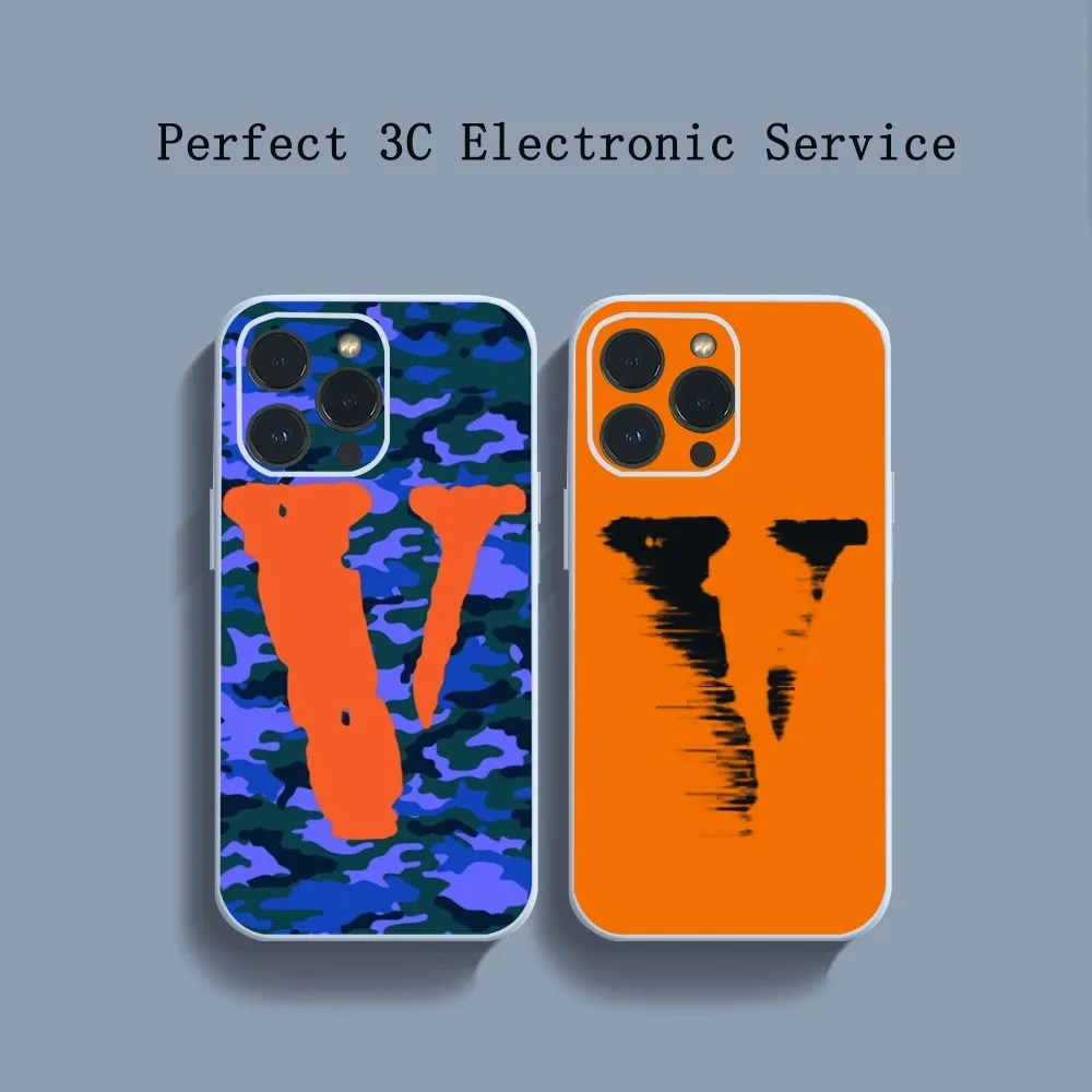 Чехол для телефона с наклейкой 999 V-VLONE для iPhone 14, 13, 12, 11 Pro Max, XS Max, X, XR, 7, 8 Plus, из ТПУ голубого цвета