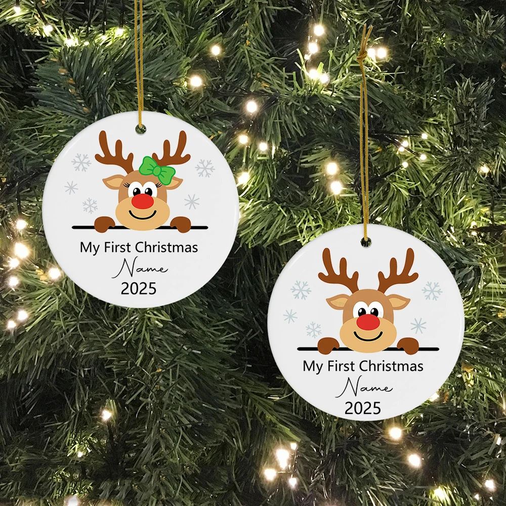 

1pc Personalized 2025 First Christmas Ornament 1st Christmas Tree Decoration Custom Name Holiday Decor for Xmas Baby Shower Gift