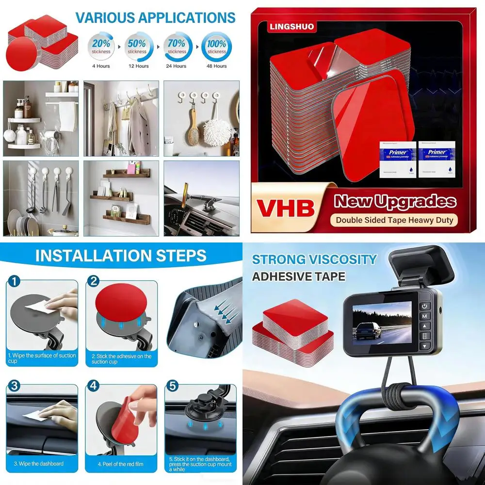 

Double Sided Adhesive Pads, Heat Resistant Waterproof Foam Tape, Heavy Duty Mounting Tape, Multi-Purpose Power Adhesive Pad for