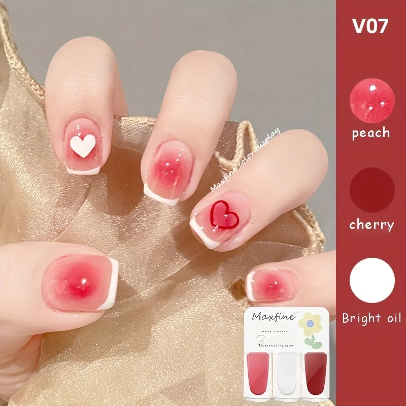 

v07 Charming 3 - piece Set of Quick - drying, Long - lasting and Peel - off Water - based Nail Polishes