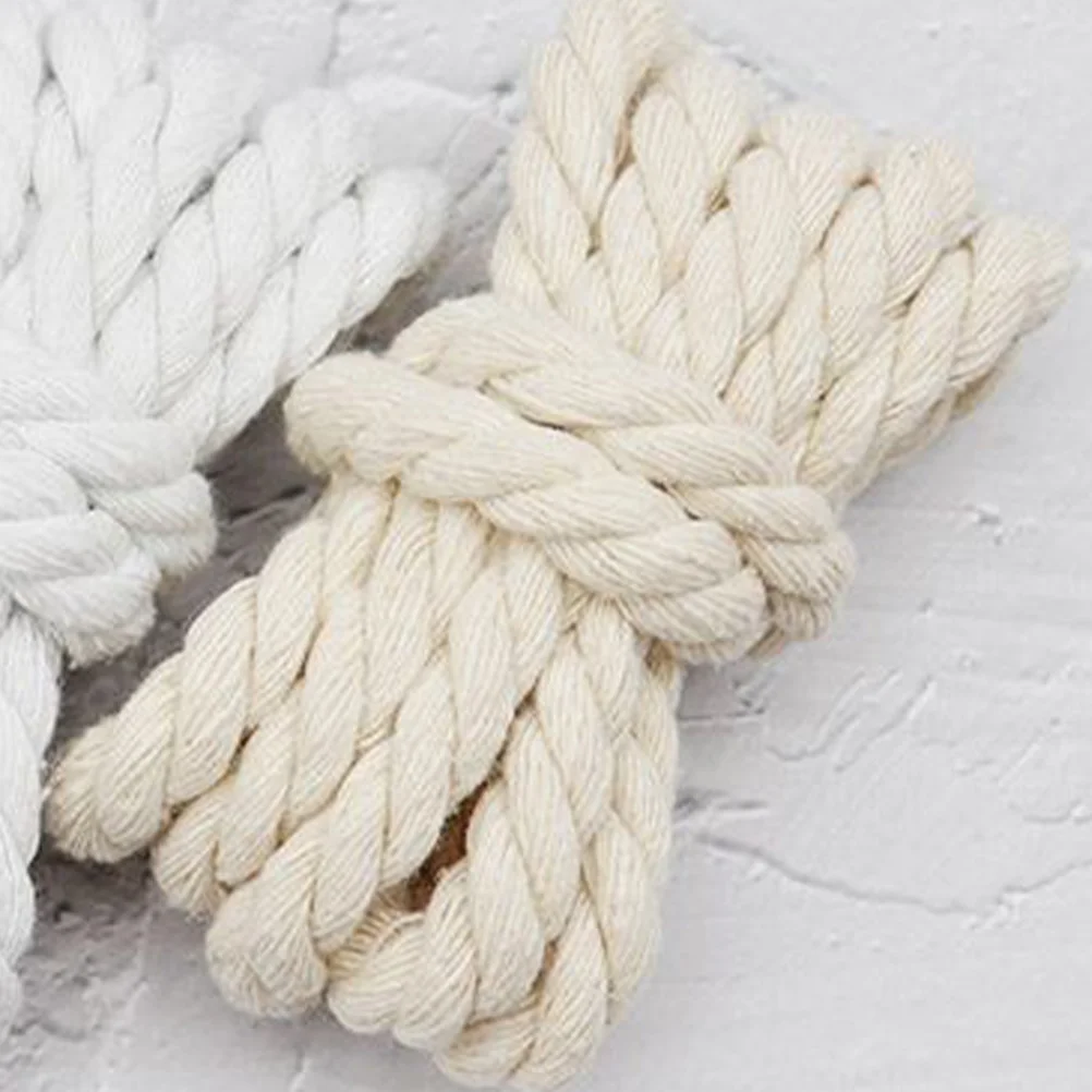 Hand-woven Rope Thickened 1cm Round Solid Color Three-strand Cotton Shoelace Decoration ( 120cm) Shoelaces Skates