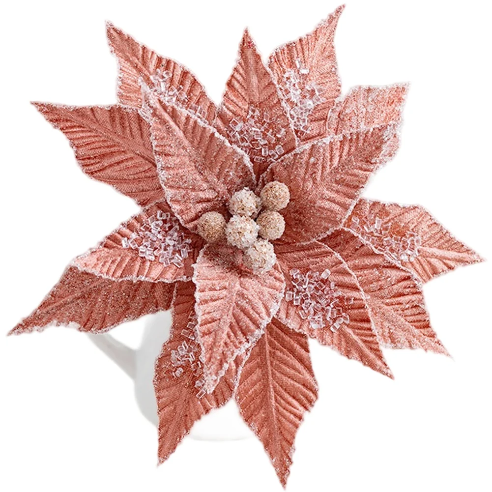 DIY-Weihnachtsbaum-Samtblume mit simuliertem Frosteffekt zum Dekorieren von Weihnachtsbäumen und saisonalen Blumenhandwerk