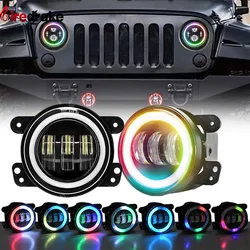 4 Inch Wrangler Fog Light 150W 15000LM LED Round Colorful DRL Fog Light Jeep SUV Front Fog Lamp 6000K 30V Off Road Fog Light