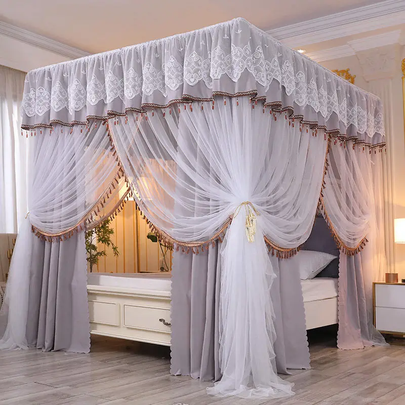 Mosquito Net Bed Curtain One-piece Household with Bracket Shading Princess Bed floor-to-Ceiling Bed Curtain Bedroom Decoraion