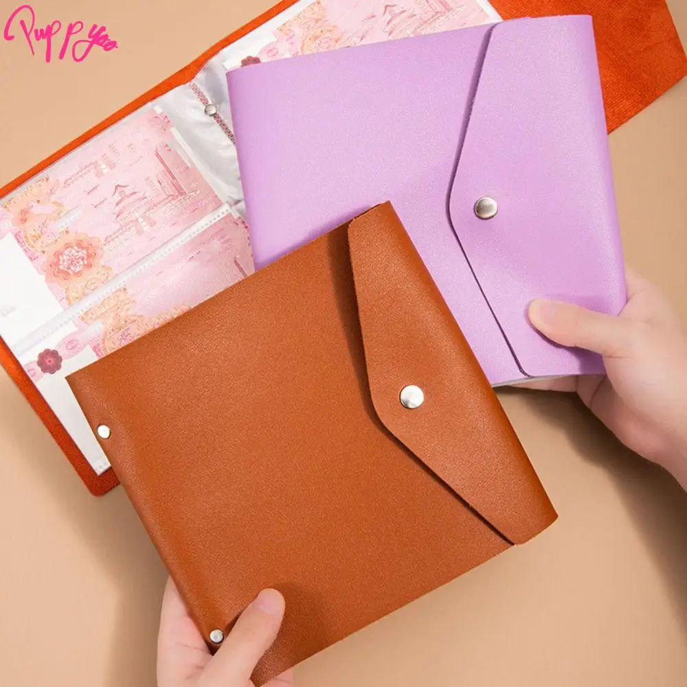 PU レザー節約チャレンジシンプル簡単現金節約バインダーブッククリアポータブル封筒節約チャレンジ