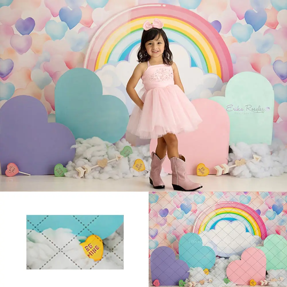 

Фон для фотосессии на День Святого Валентина с радужным сердцем для девочек и взрослых, декор для дня рождения, детский торт, Smash, фоны для фотосъемки