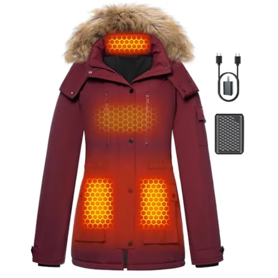 Graphene Heated Jacket for Women with Capacity Battery Pack Waterproof Windproof