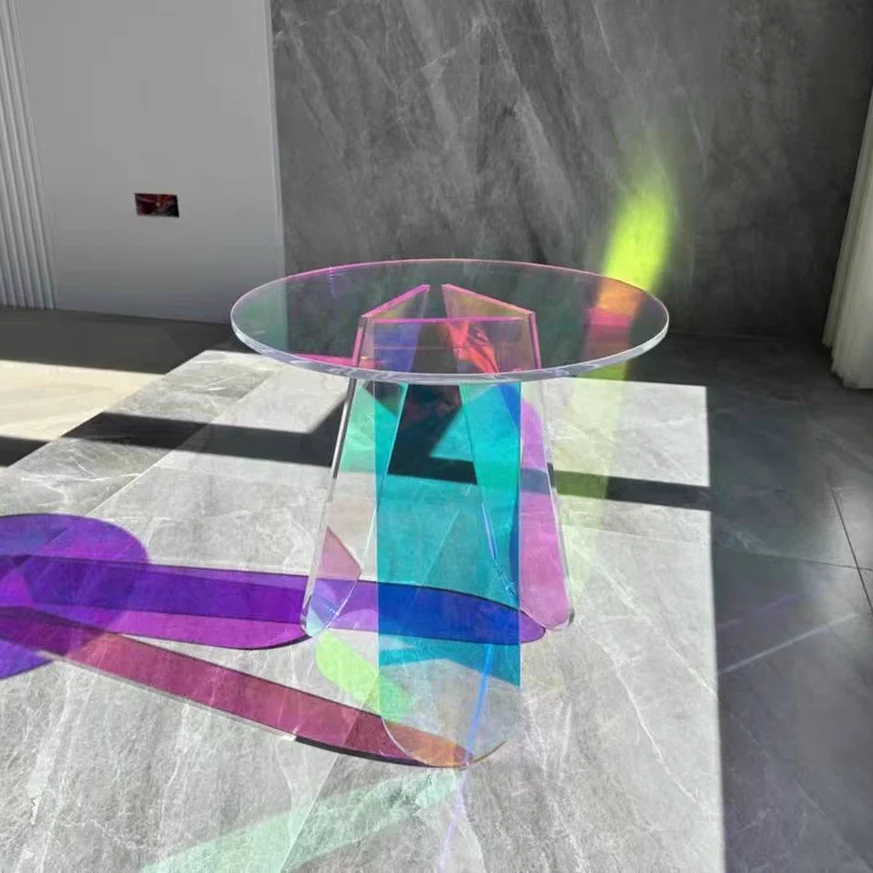 coffee table small round table, modern simple living room sofa side table, acrylic colorful corner balcony