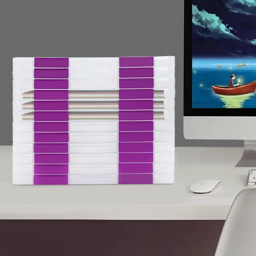 12個 A4ファイルボックス プラスチックドキュメントストレージケース スクラップブック紙ストレージコンテナ マガジンファイルホルダー バックル付き (パープル)