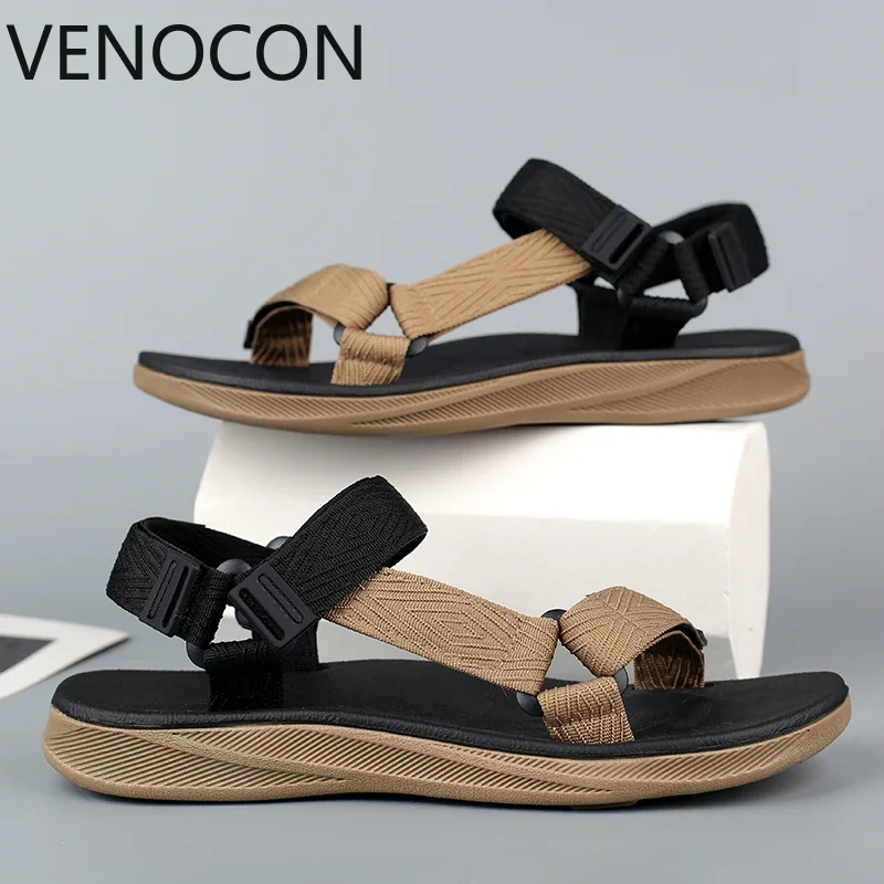 

VENOCON легкая широкая тканевая верхняя часть, регулируемая минимальная летняя походная спортивная мужская обувь на плоской подошве, сандалии для мужчин и женщин