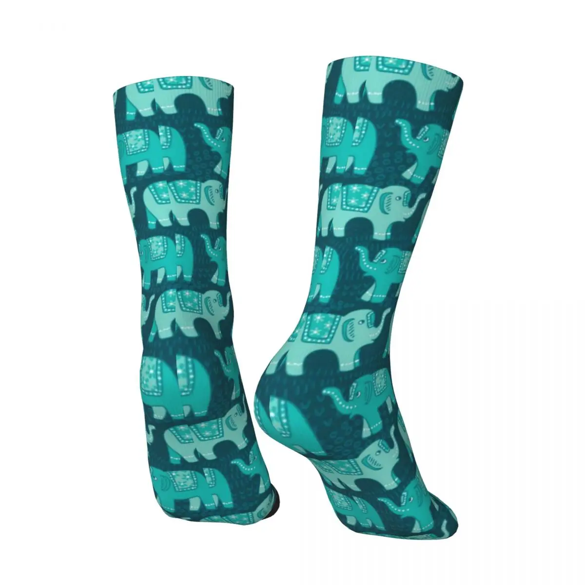 Chaussettes coordonnantes à imprimé animal paisley pour hommes et femmes, bas d'escalade, éléphant floral, Industries celle, moyen, doux, drôle, automne