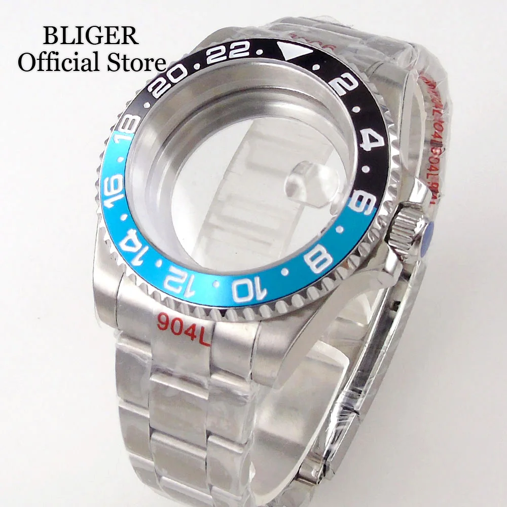 

BLIGER 40mm Watch Case 10ATM Fit NH35A NH34A ETA 2824 PT5000 Steel Bracelet Unidirectional Bezel Sapphire Glass 120 clicks