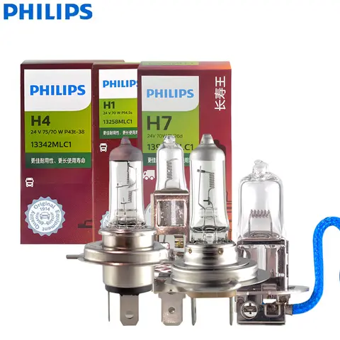 Philips H7 H4 H1 H3 24V Truck Headlight MasterLife Halogen Fog Bulb 70W Long Lifetime +100% Bright Original High Low Beam ECE 1x