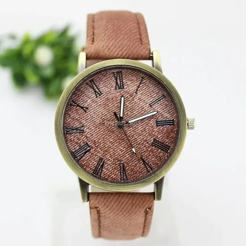 Montre à quartz décontractée pour hommes et femmes, tissu Jean, montres à bracelet en cuir, montre-bracelet pour dames, horloge chaude, nouvelle mode