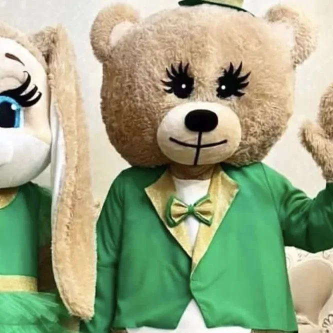 Green Suits Brown Bear Rabbit Mascot Costume Easter Bunny Wedding Birthday Party Dress Halloween Christmas Adults Fancy Fursuit