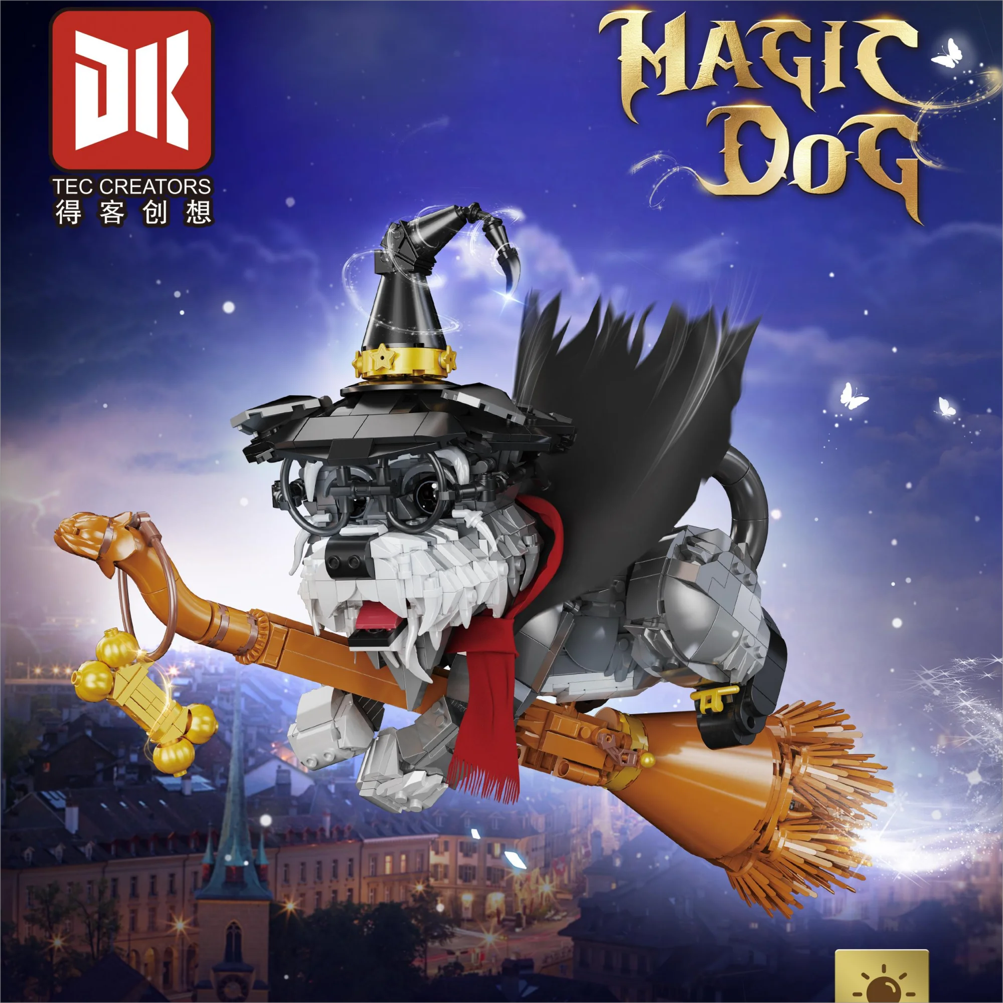 

Строительные блоки MOC Magic Dog, сборка креативной модели, строительные блоки в форме шнауцера, игрушки можно использовать в качестве подарков