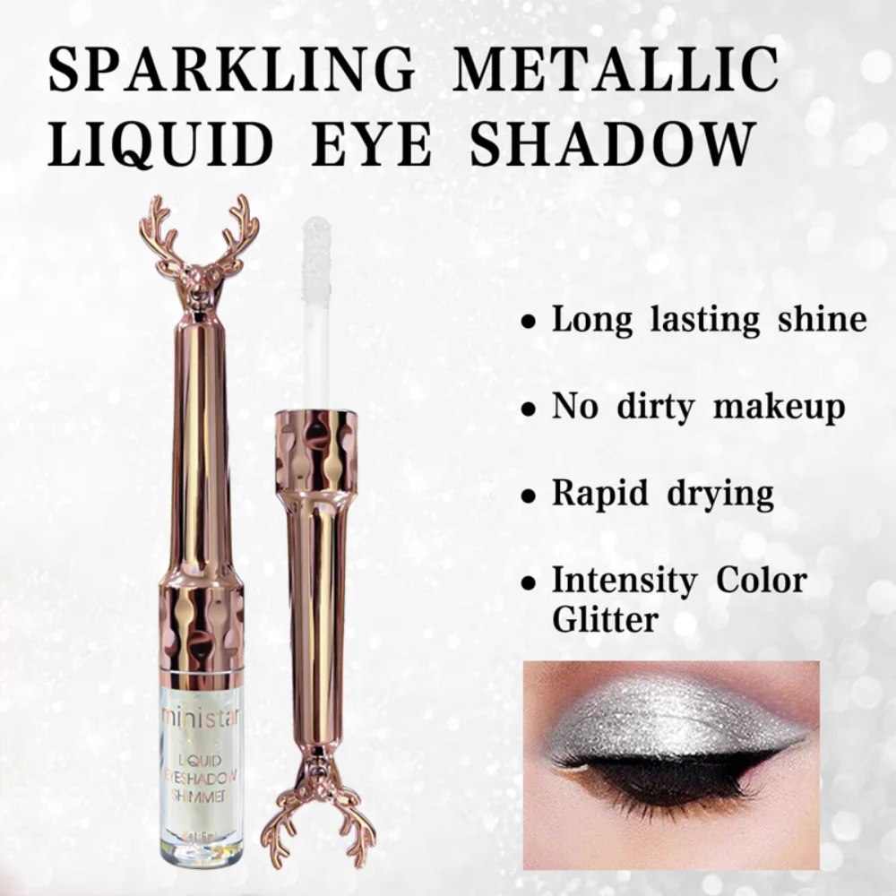 クリスマス限定 リキッド アントラー ホワイト グリッター アイシャドウ 持続性のあるカラー 簡単メイク アイメイク ホリデーギフト