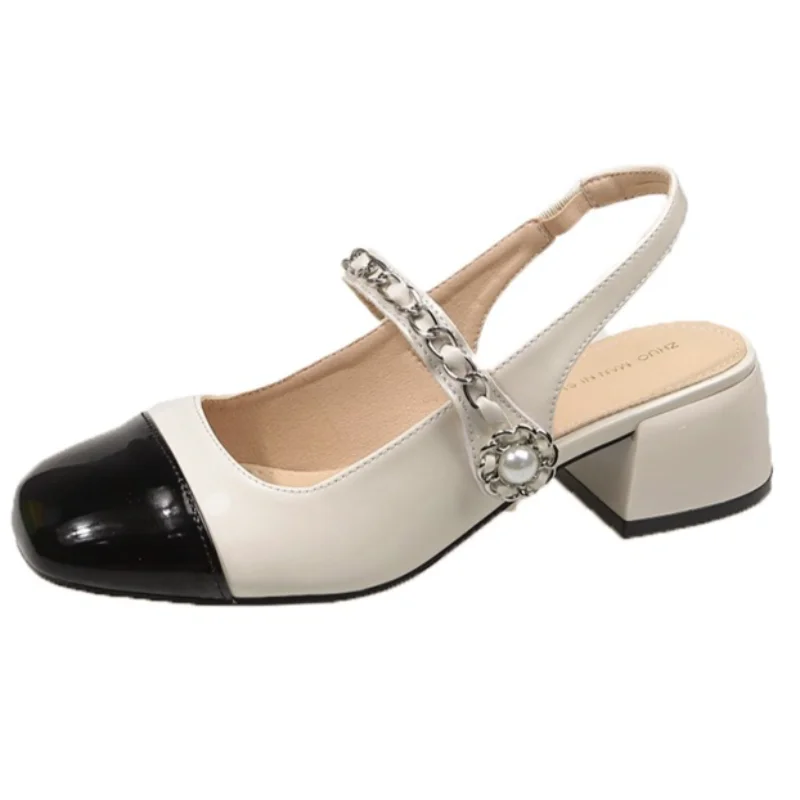 

New Woman Mary Janes Shoes Rhinestone Slingbacks High Heels Shoes Women Luxury Brand Summer Round Toe Sandals Zapatos Muje