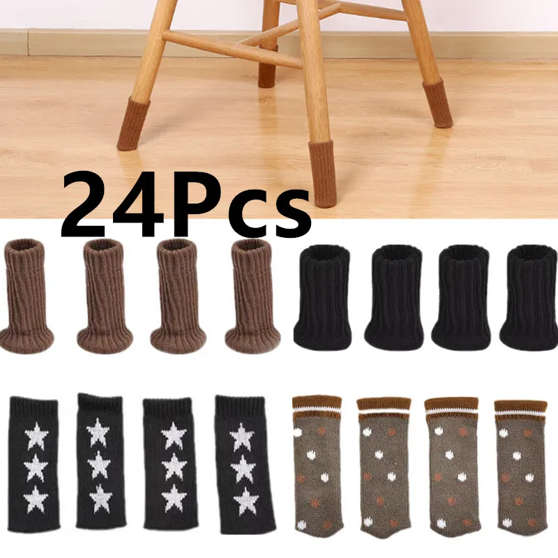 4-24Pcs Table Legs Socks Knitted Chair Cover  Chair Leg Protector Cover Legs For Furniture Chair Leg Caps Dloor Protector