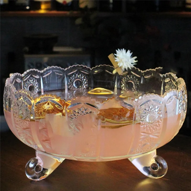 

Vintage Crystal Glass Punch Bowl 3000Ml Design Heavy And Sturdy Punchbowl For Centerpiece Table Decorations At Parties