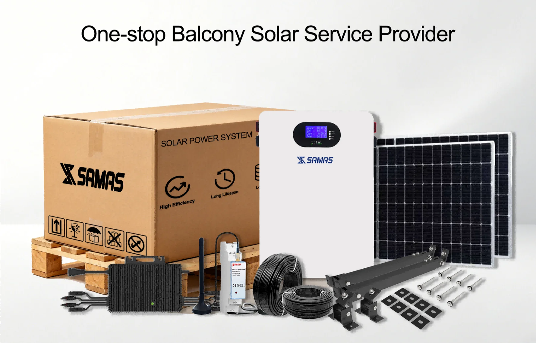 Balcony Solar MicroinverterSAMAS Monocrystalline Silicon MPPT Home Balcony Solar PV System 400W/600W/800Whybrid Solar System